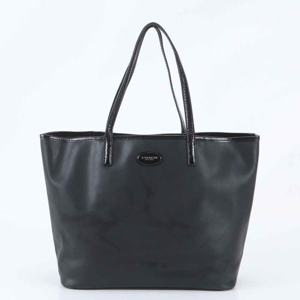 Coach Leather Tote Bag Shoulder Handbag Black Women's